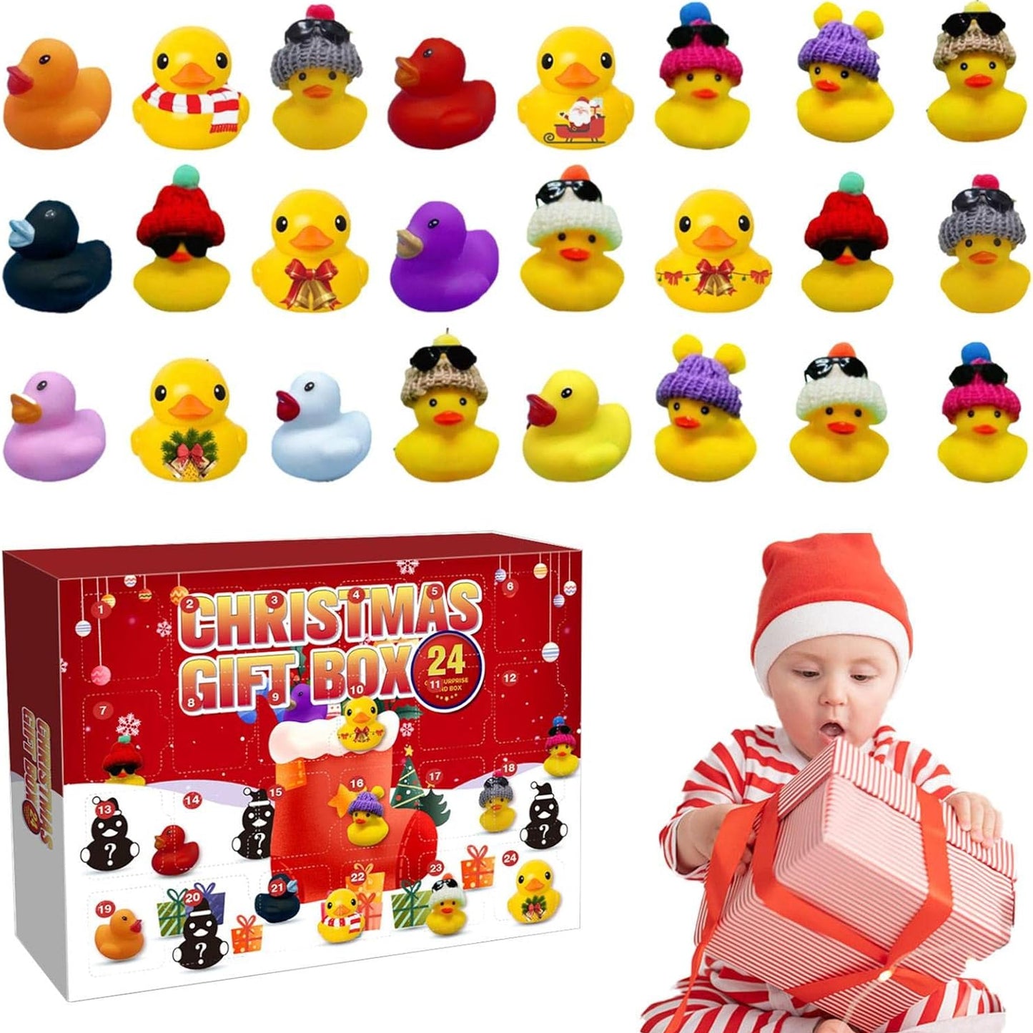 Christmas Rubber Duck Advent Calendar – 24 Days Countdown with Surprise Toys