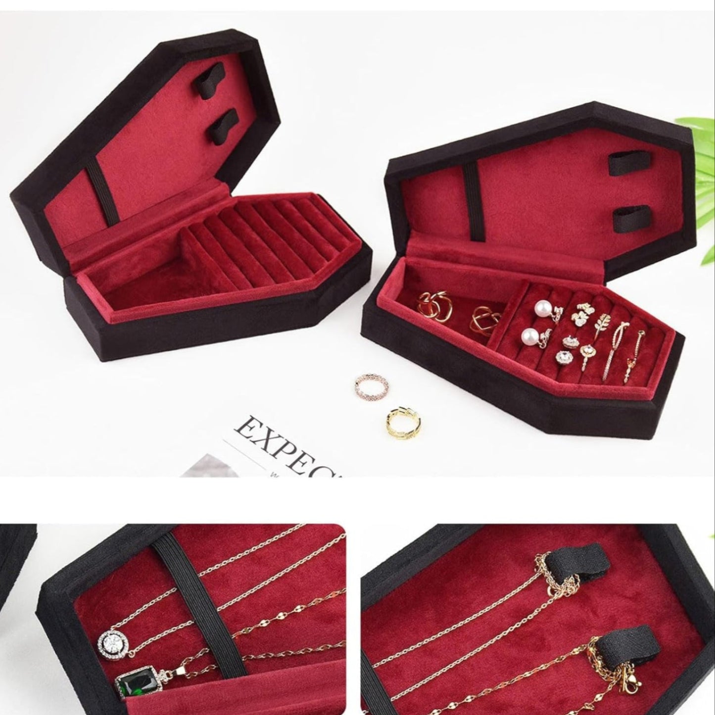 Coffin Jewelry Box – Gothic Velvet Organizer for Rings, Earrings & More