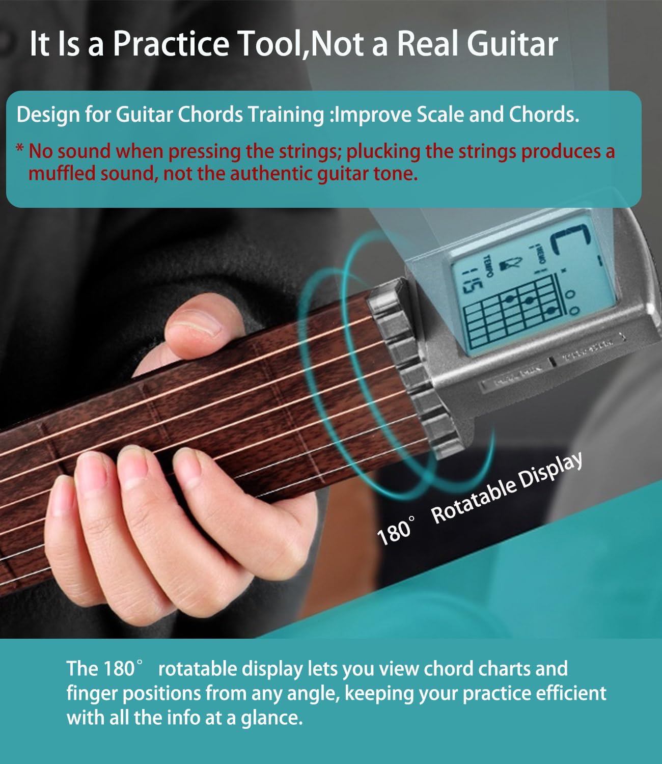Digital Guitar Trainer with Screen – Portable Chord Practice Tool for Beginners