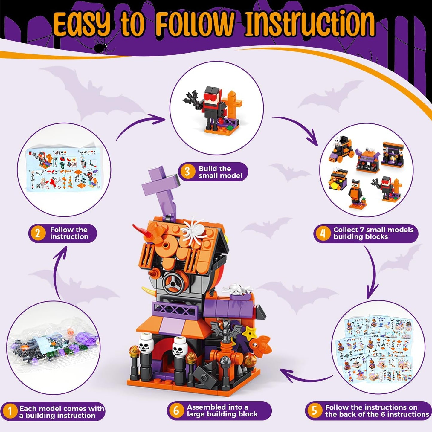 31-Day Halloween Advent Calendar – Haunted House, Ghosts, Bats & Pumpkins Building Blocks