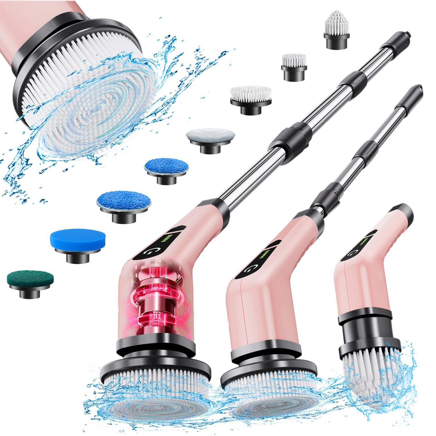 Electric Spin Scrubber – Cordless Cleaning Brush with 8 Replaceable Heads & Extendable Handle