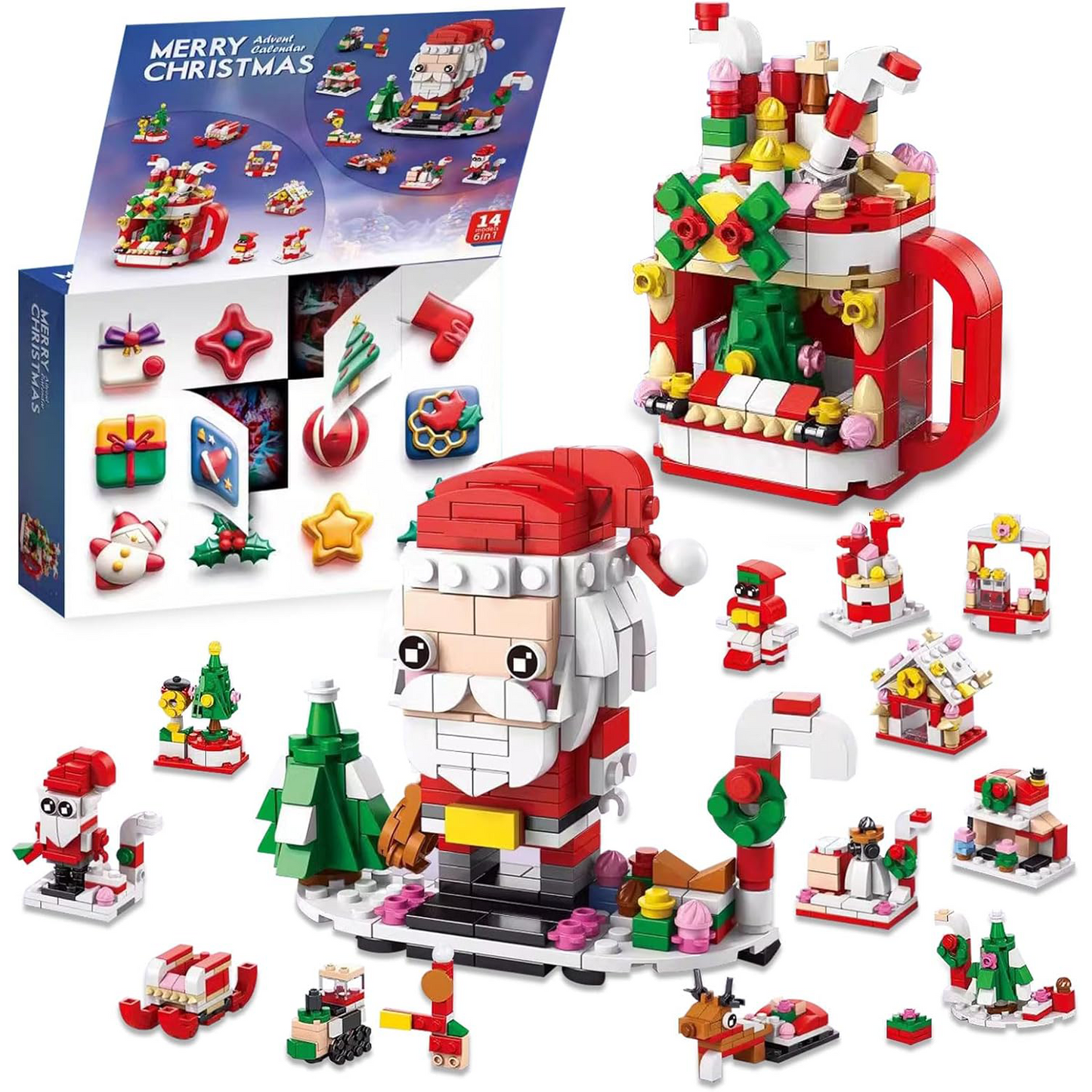 2025 Christmas Advent Calendar – 6-in-1 Santa & Tree Building Blocks