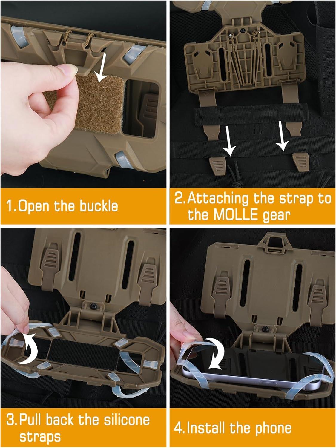 Tactical Chest Phone Mount – Secure Silicone-Grip for 4.7–6.7" Phones