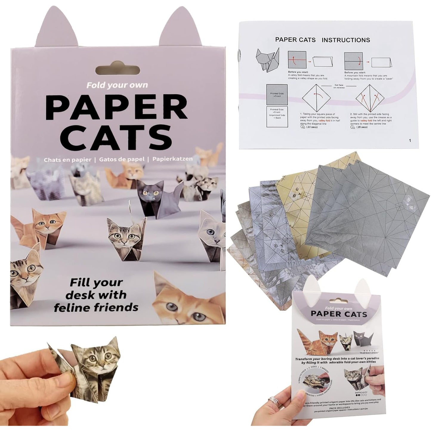 DIY Paper Cat - 50 Sheets of DIY Foldable Cute Cat Designs for Fun Craft Activities