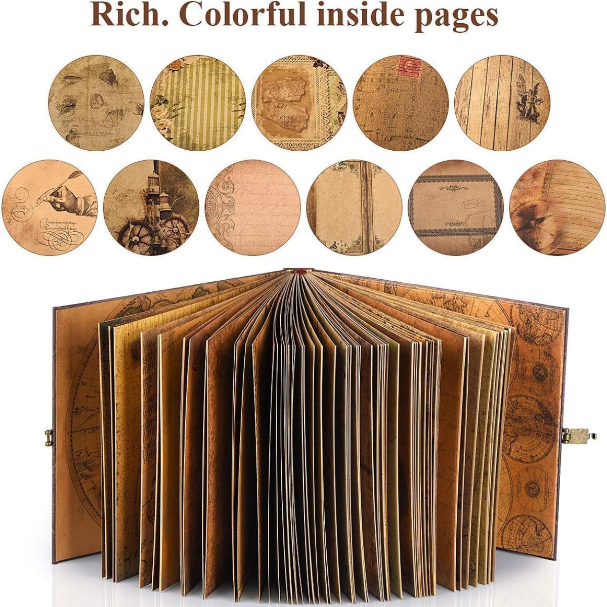 Adventure Book DIY Scrapbook Kit – 148 Pages with 3D Embossed Leather Cover & Full Accessories