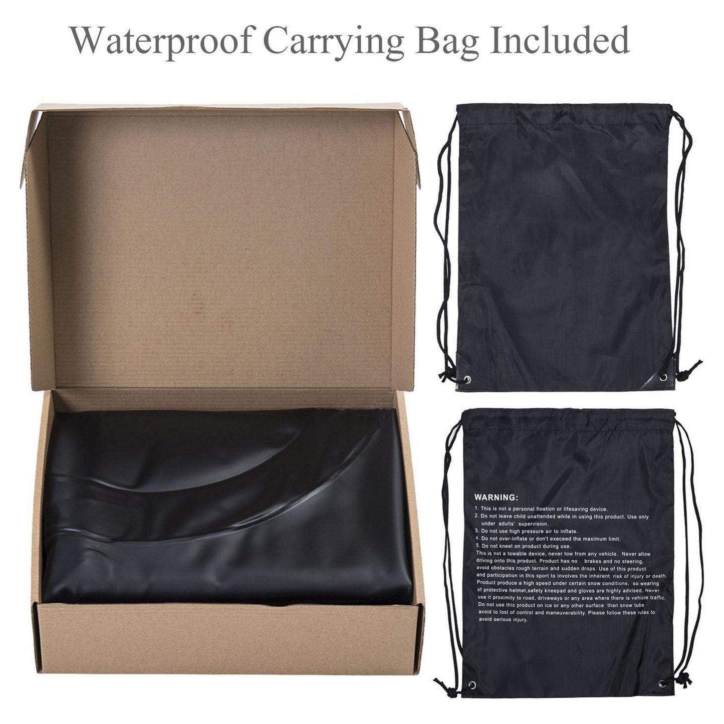 Extra large 47-inch inflatable sled with waterproof carry bag and repair kit