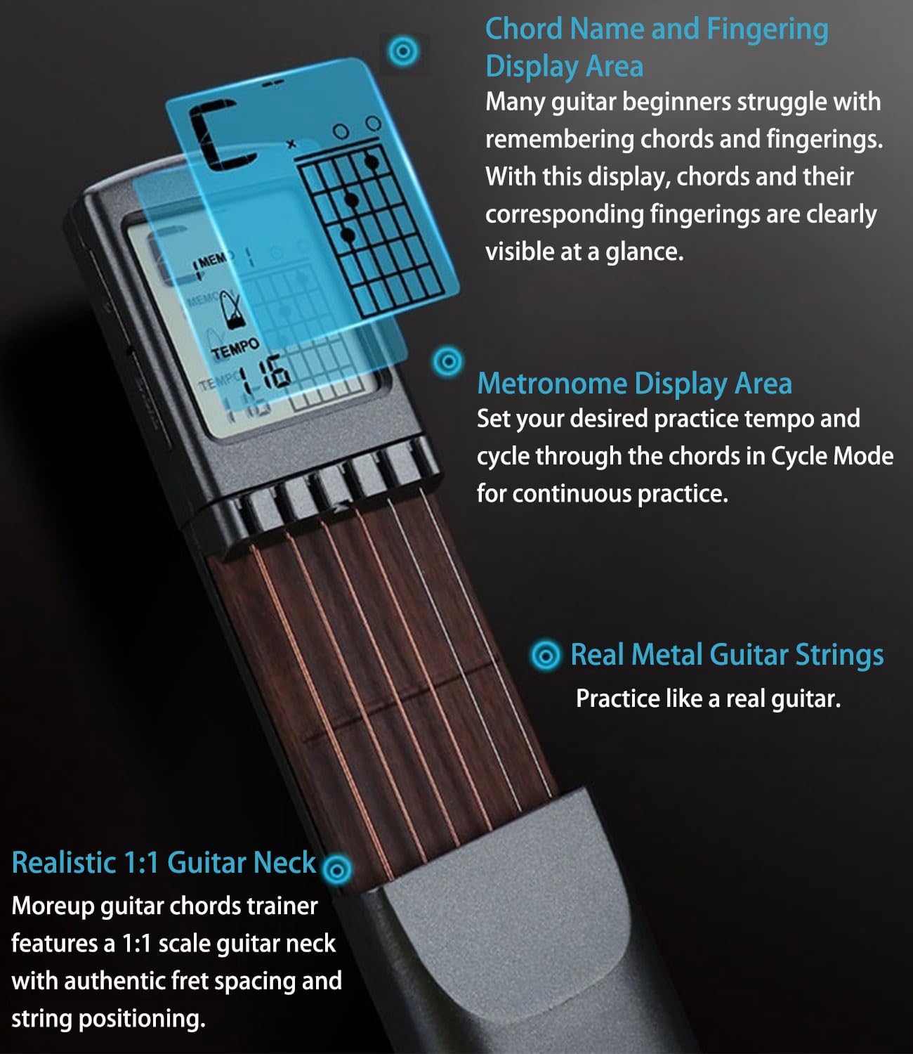 Digital Guitar Trainer with Screen – Portable Chord Practice Tool for Beginners