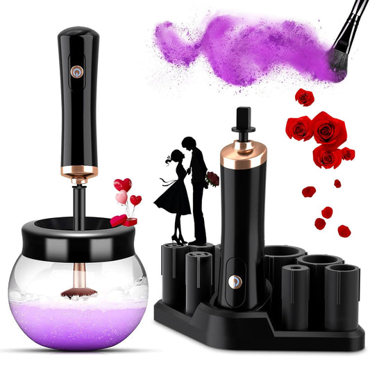Upgraded Electric Makeup Brush Cleaner & Dryer – Automatic Rotating Cleaner for All Brushes