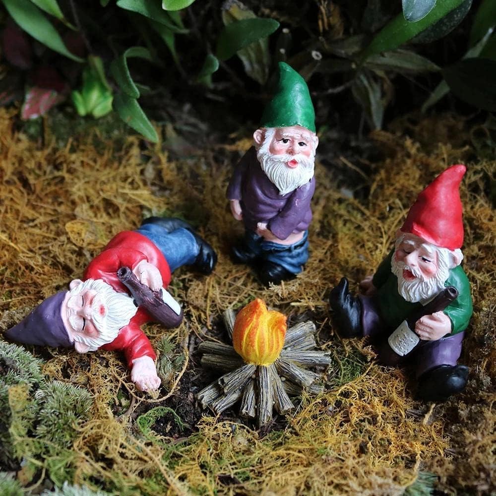Drunken Garden Gnome Statues – 4-Piece Funny Outdoor & Indoor Decoration Set
