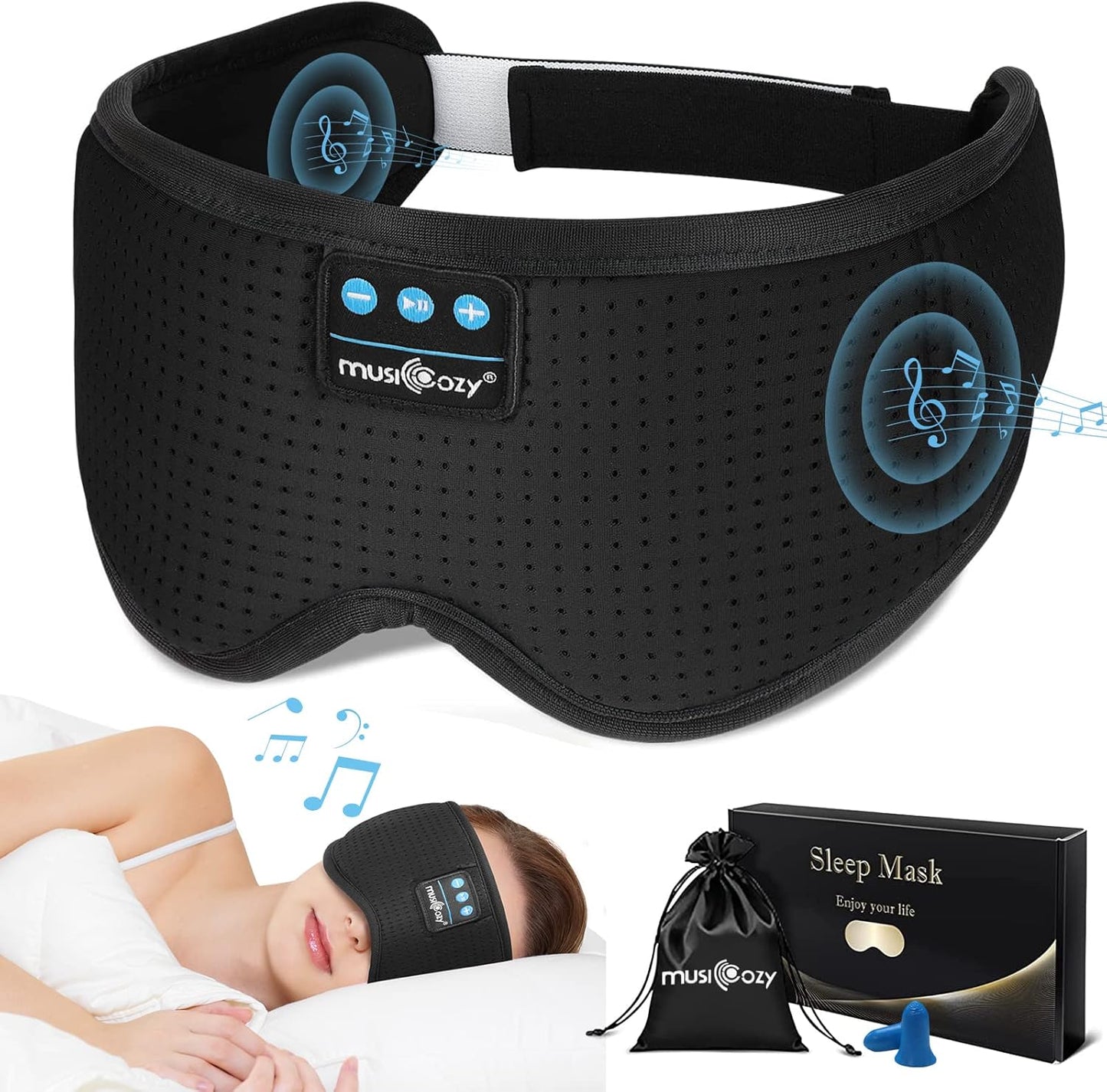 Sleep Headphones – Bluetooth 5.4 Eye Mask with HD Stereo for Side Sleepers