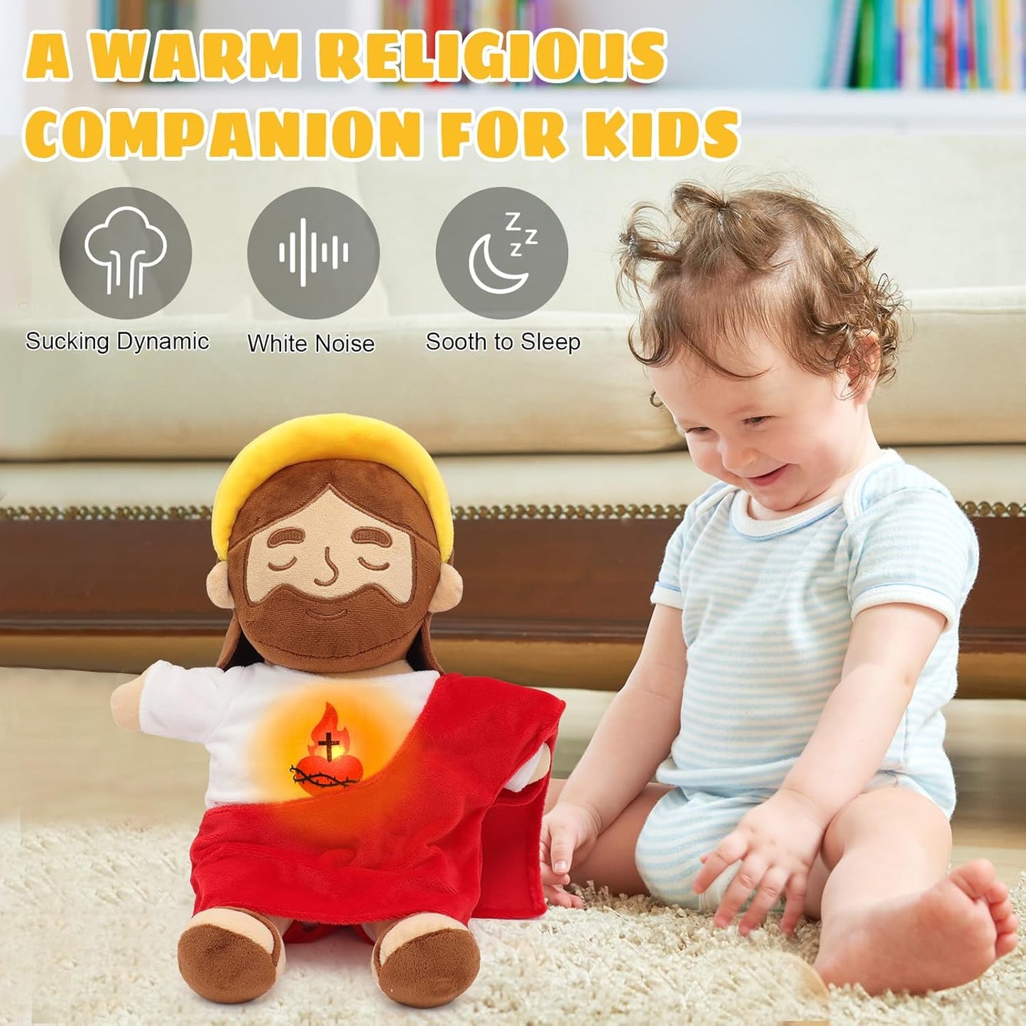 Breathing Jesus Plush Toy – Comfort & Faith Companion | Soothing Rhythmic Breathing