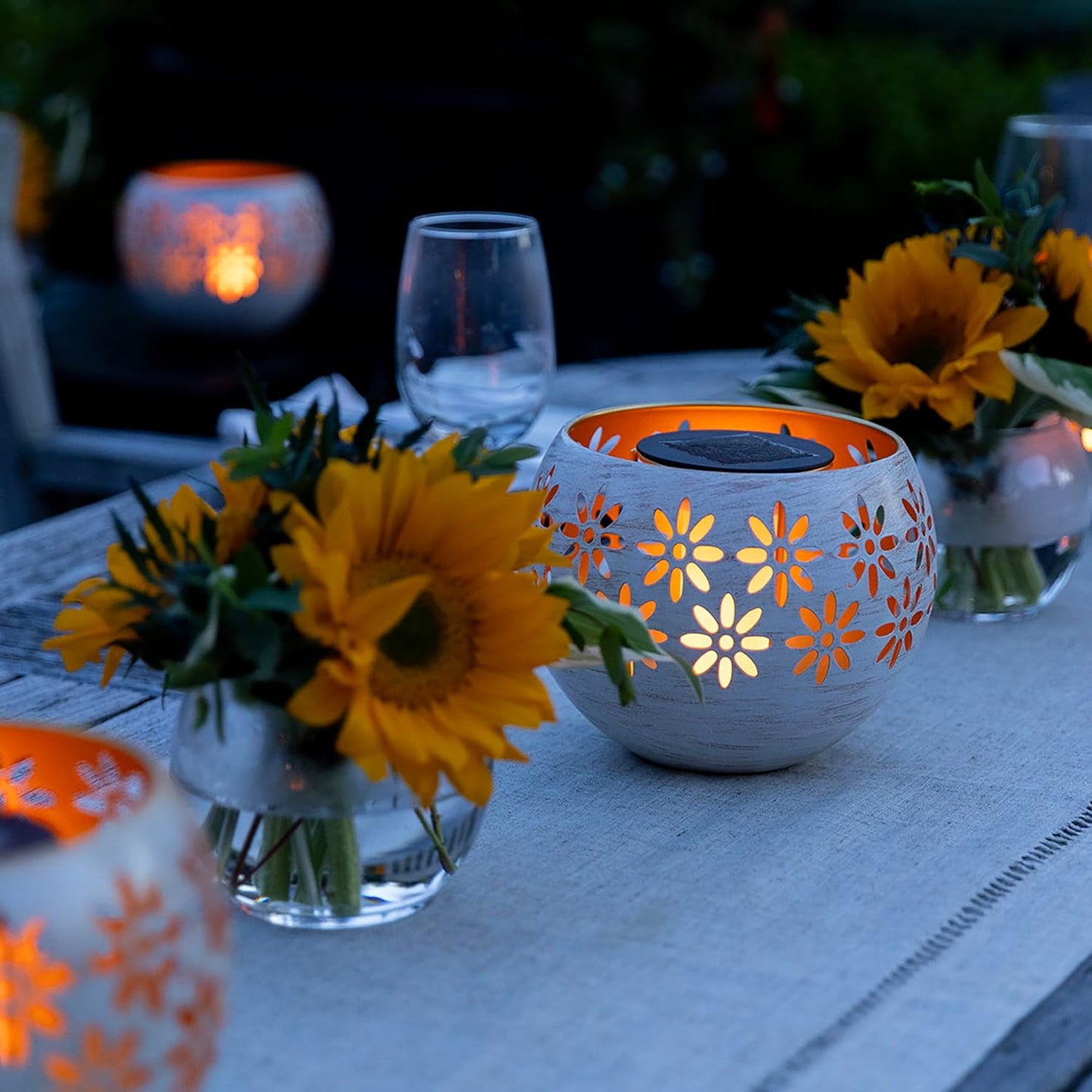 Outdoor Waterproof Solar Light – Metal Porch Lantern with Flickering Flame Effect for Table