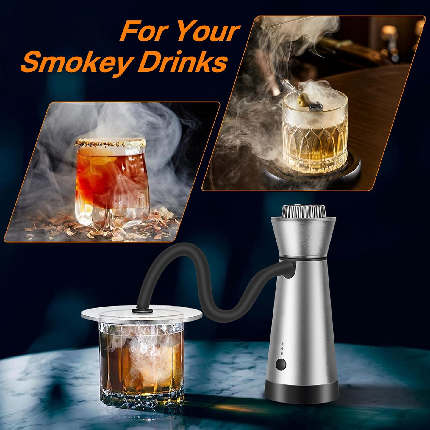 Cocktail Smoker Kit – Portable Smoking Gun with 4 Flavors Wood Chips & Cup Lid