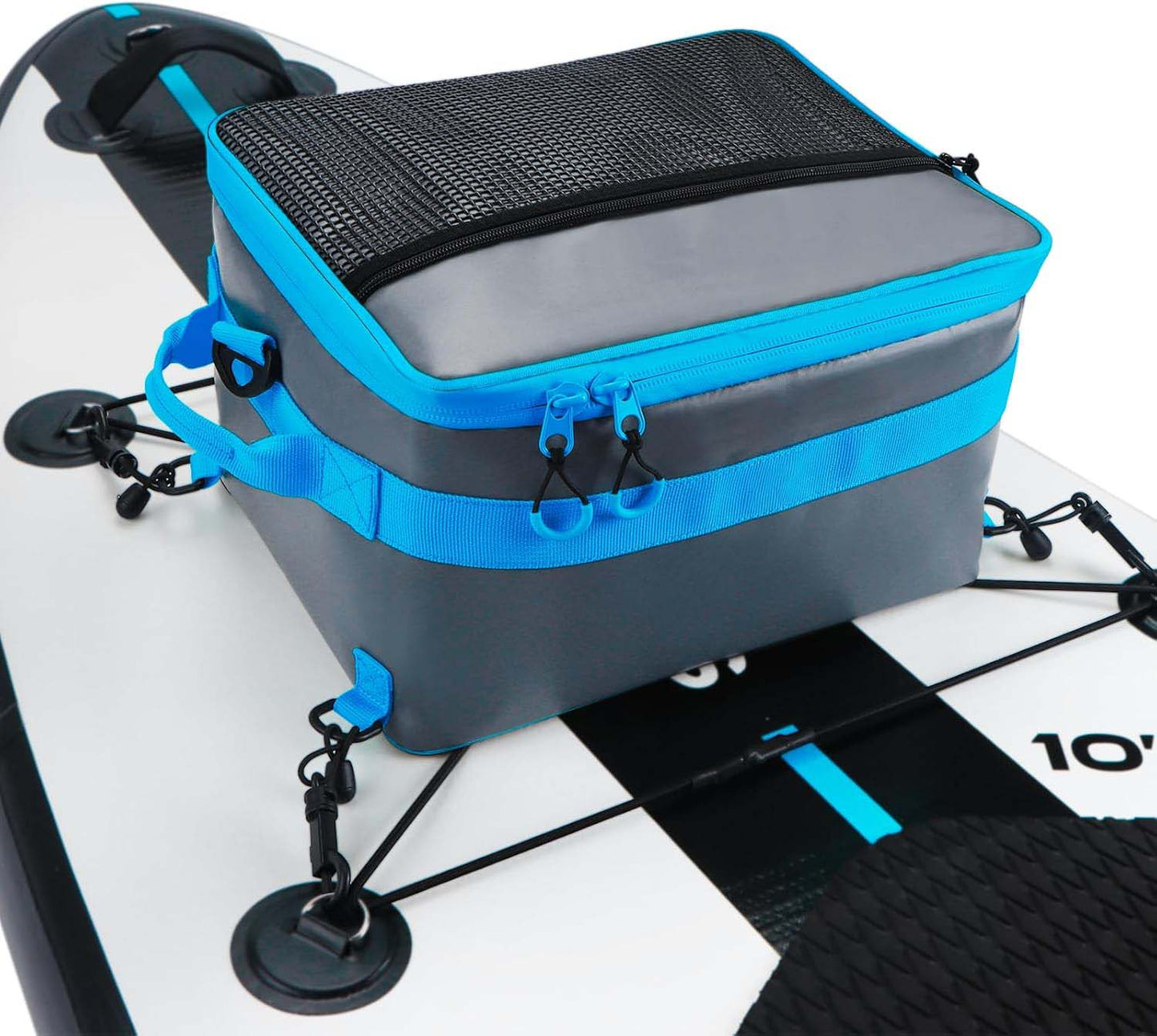 Waterproof Paddleboard Cooler – Durable PVC SUP Cooler Deck Bag with Mesh Top Pocket