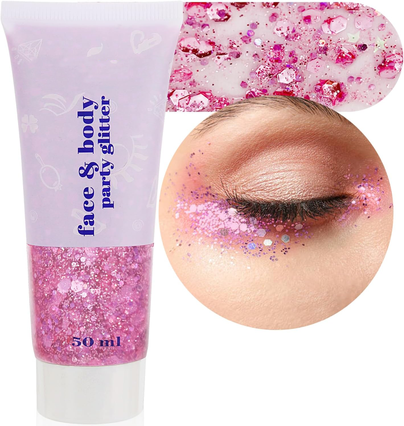 White Body Glitter Gel – Sparkling Festival & Party Accessory