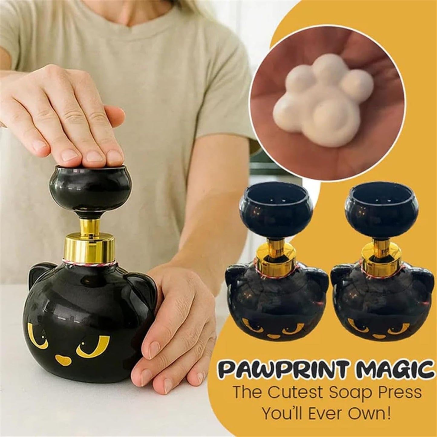 Cat Paw Print Soap Dispenser – Fun Foaming Paw Design, Refillable