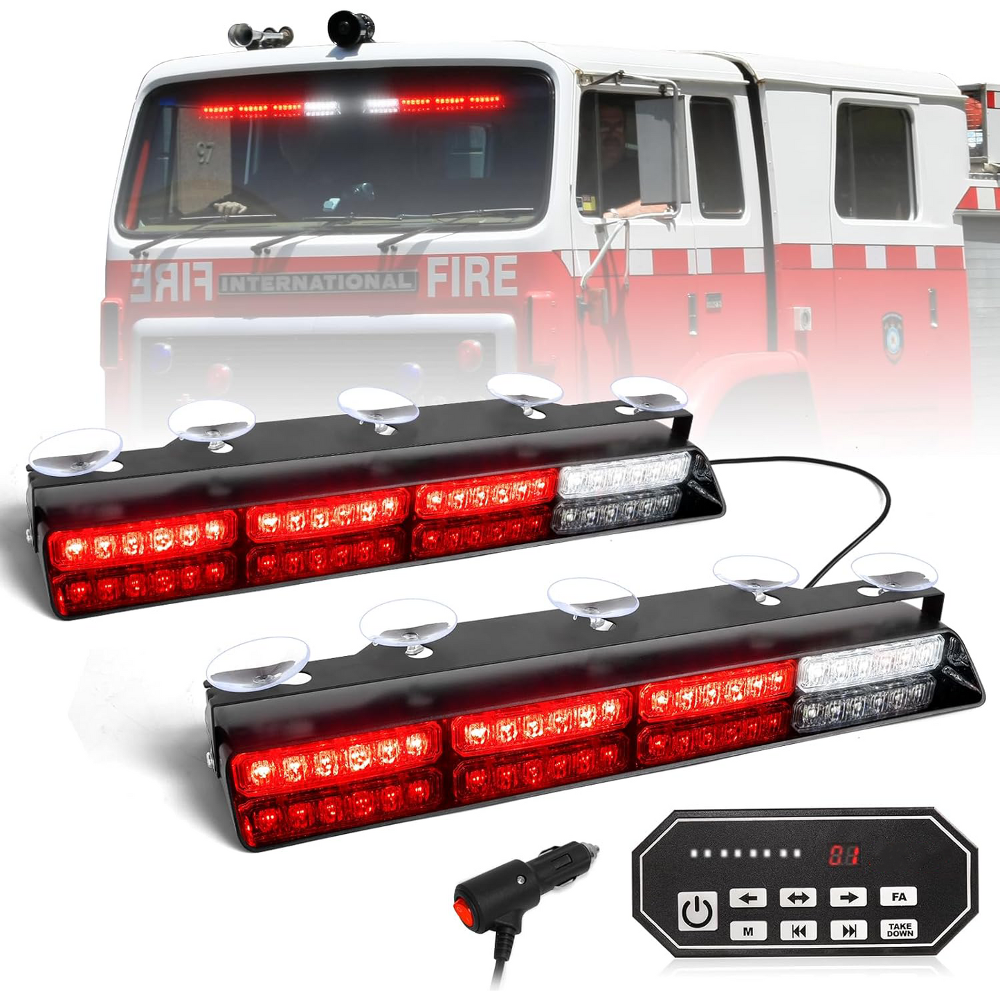 Emergency Strobe Light Bar Controller – 2 x 16.8-inch Amber Safety Light