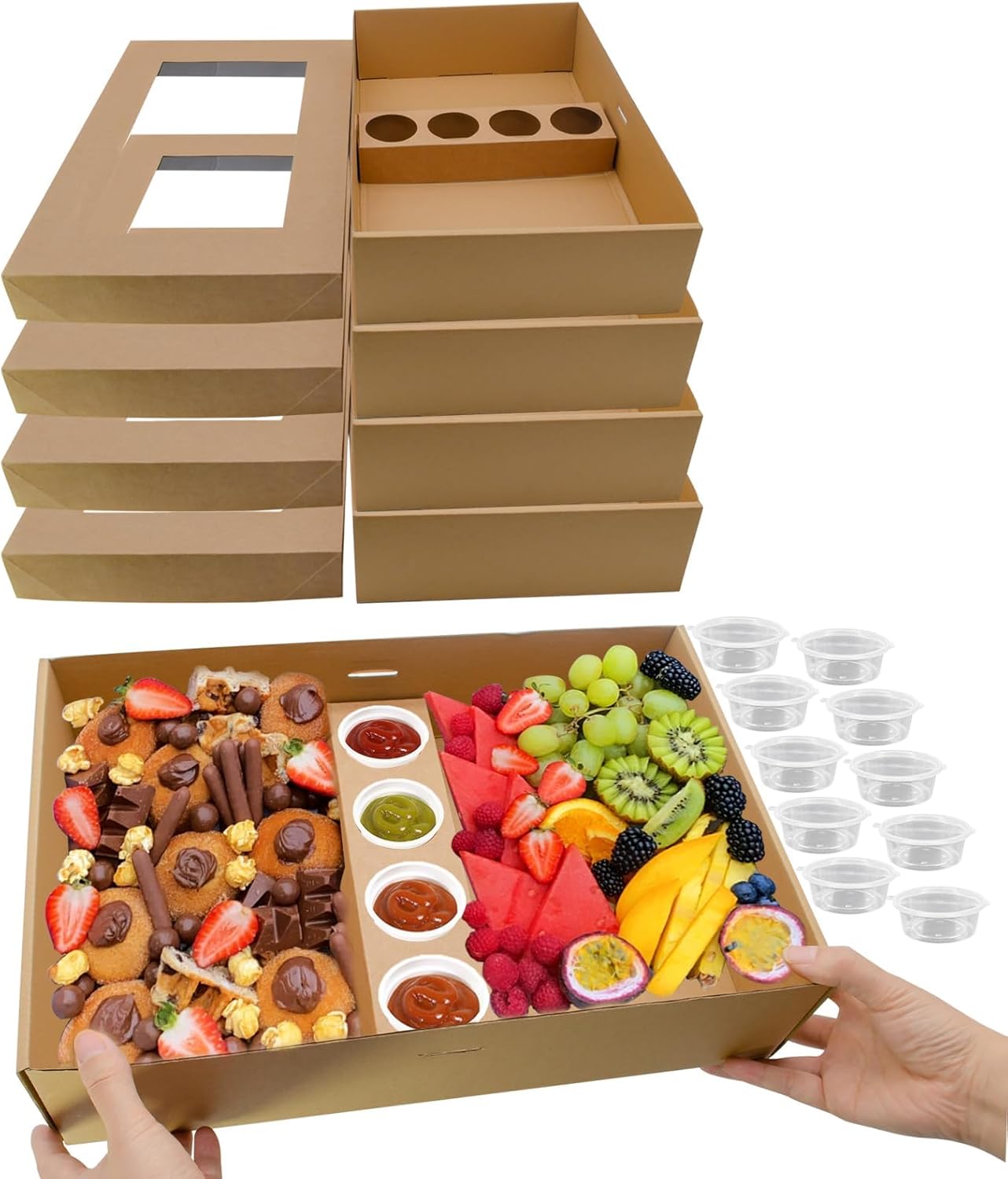 10-Pack Kraft Paper Pastry Boxes with Lids Leak-Proof, Microwave Safe, Stackable