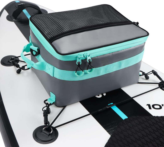 Waterproof Paddleboard Cooler – Durable PVC SUP Cooler Deck Bag with Mesh Top Pocket