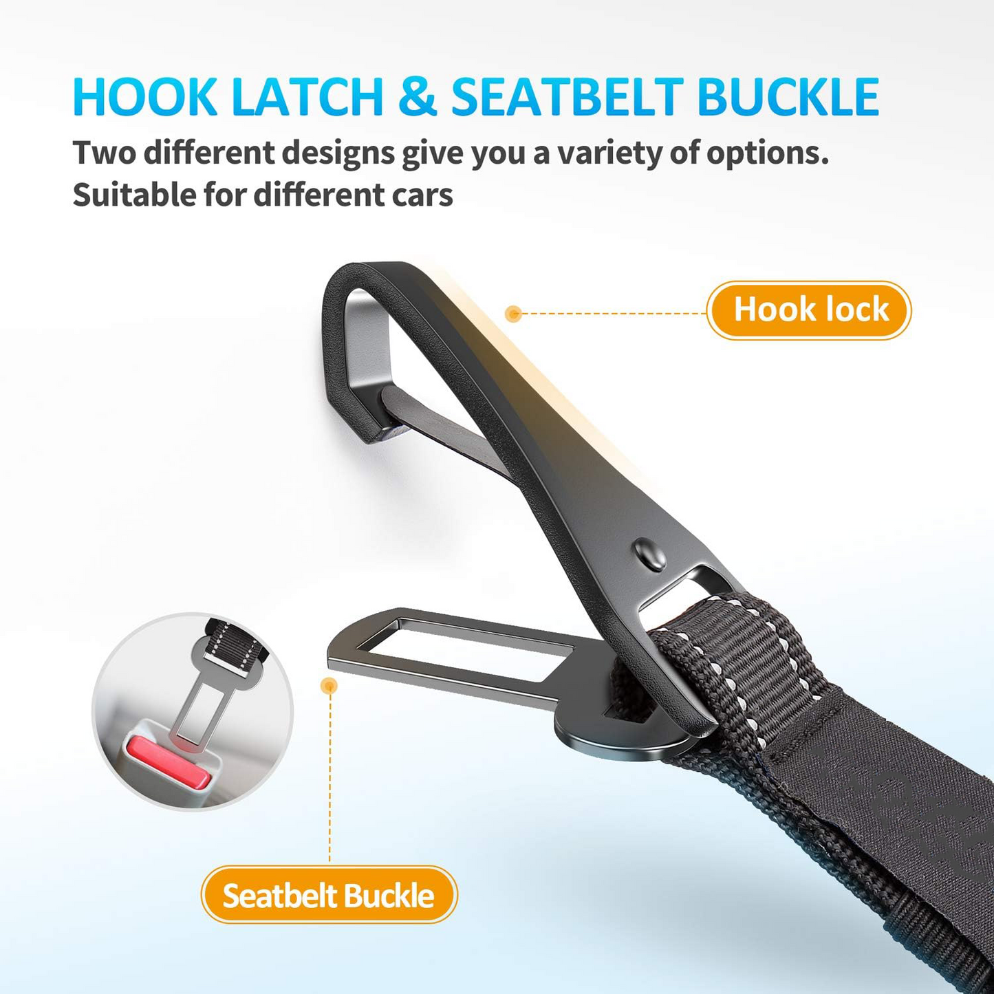 3-in-1 Adjustable Dog Car Seat Belt – Reflective Nylon Safety Harness with Elastic Bungee & Zinc Alloy Hook