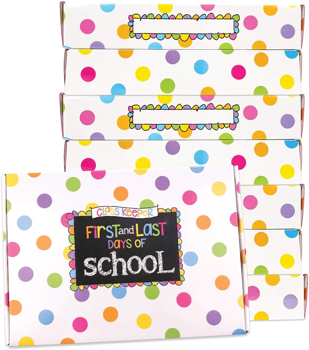 School Keepsake Kit – Soft Polka Dot Memory Book & Gift Box Set | From Preschool to College