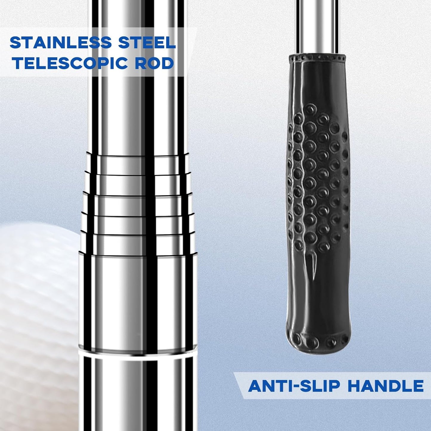 Telescopic Golf Ball Retriever – Stainless Steel Golf Picker Tool with Putter Grip Attachment