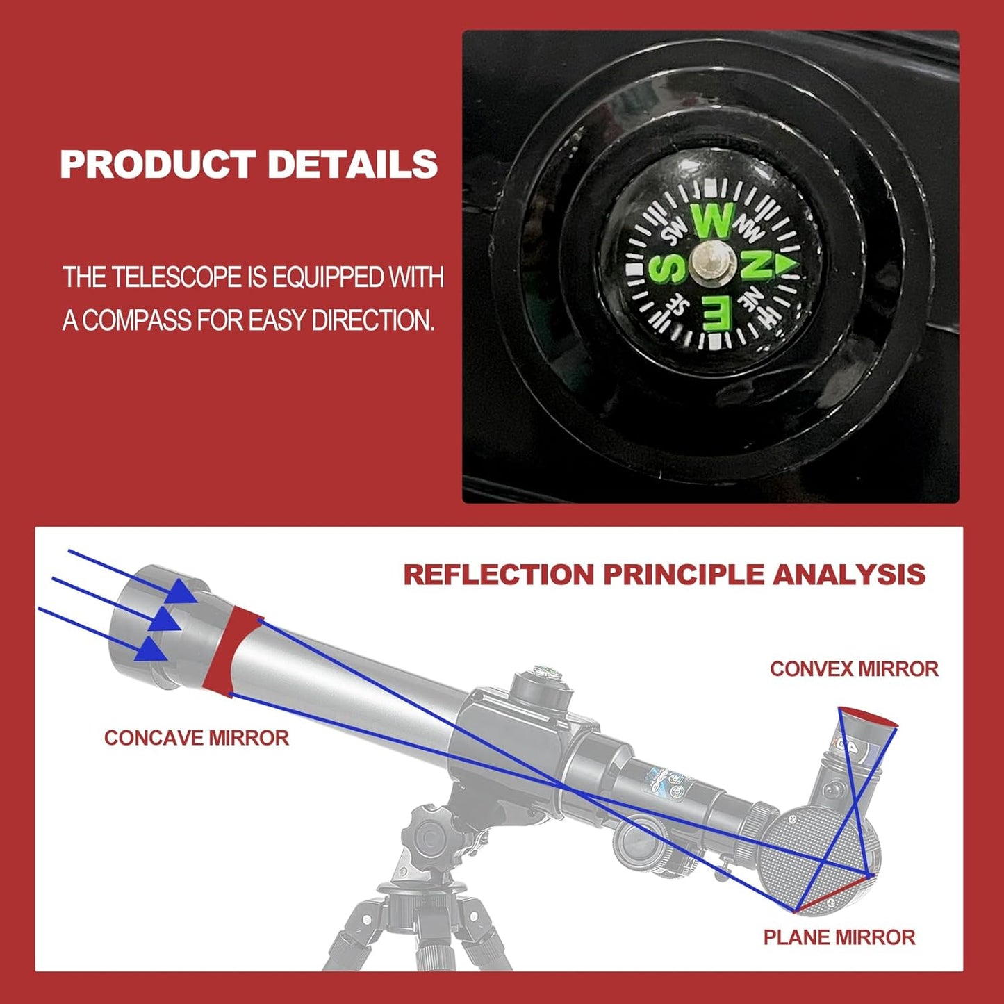 Refractor Telescope – Portable Beginner Telescope with Tripod & Finder Scope