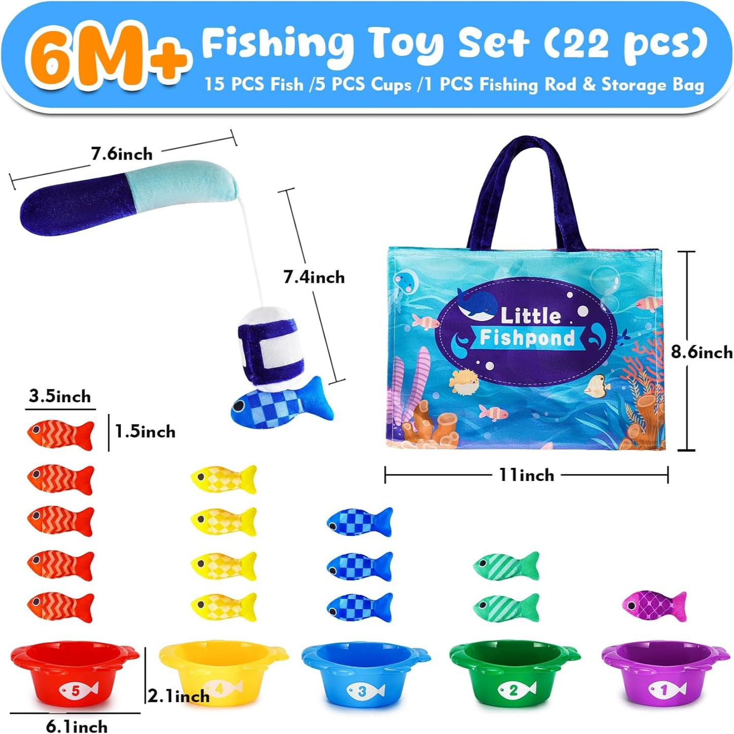 Montessori Fishing Toy Set – 22 PCS Educational Gift for Toddlers