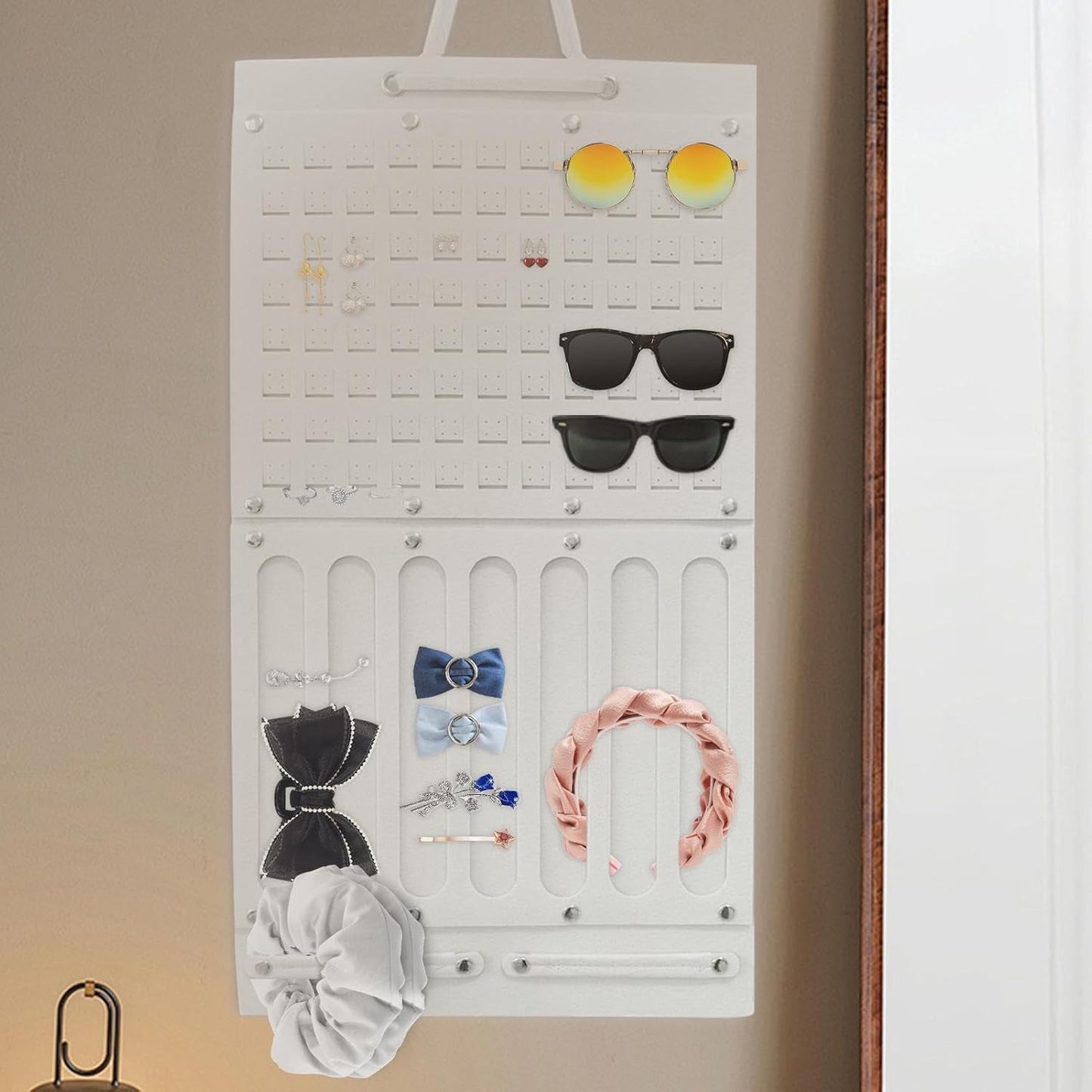 Girls’ Hair Accessories Organizer – Wall-Mounted Felt Storage Box for Headbands