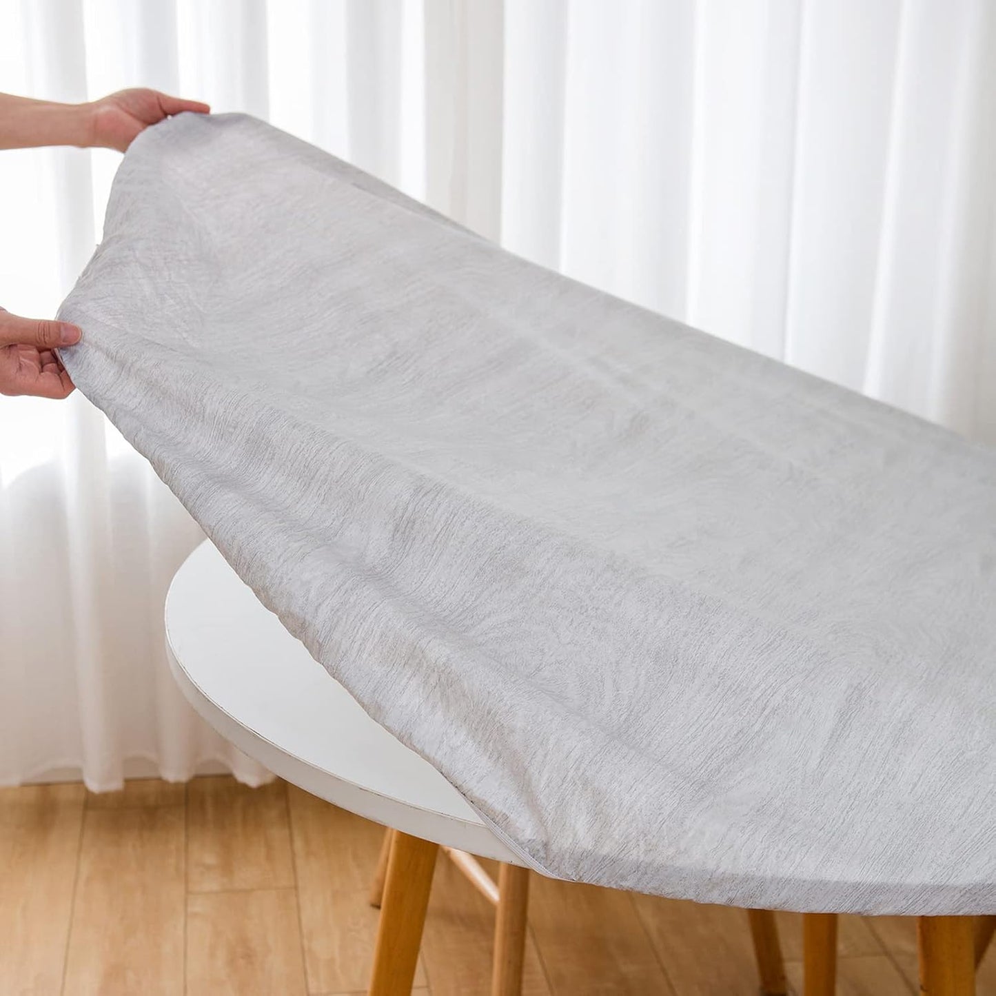 Round Vinyl Tablecloth with Flannel Backing – Elastic Edge | Waterproof & Stain Resistant