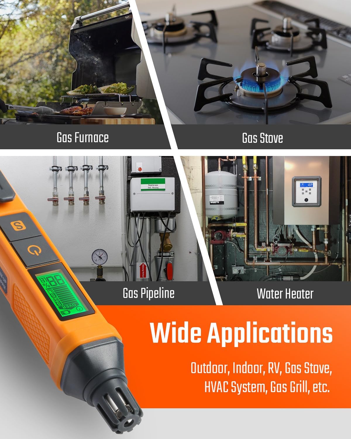 PT199 Gas Leak Detector – Portable Methane & Propane Sniffer with Sound & Light Alarm