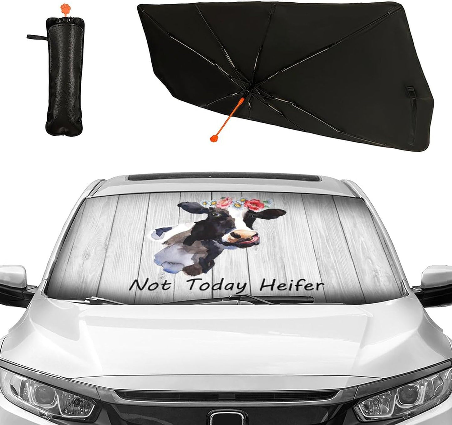Funny Rooster Car Windshield Umbrella – UV Protection Sunshade for Front Window, Foldable Sun Visor Protector