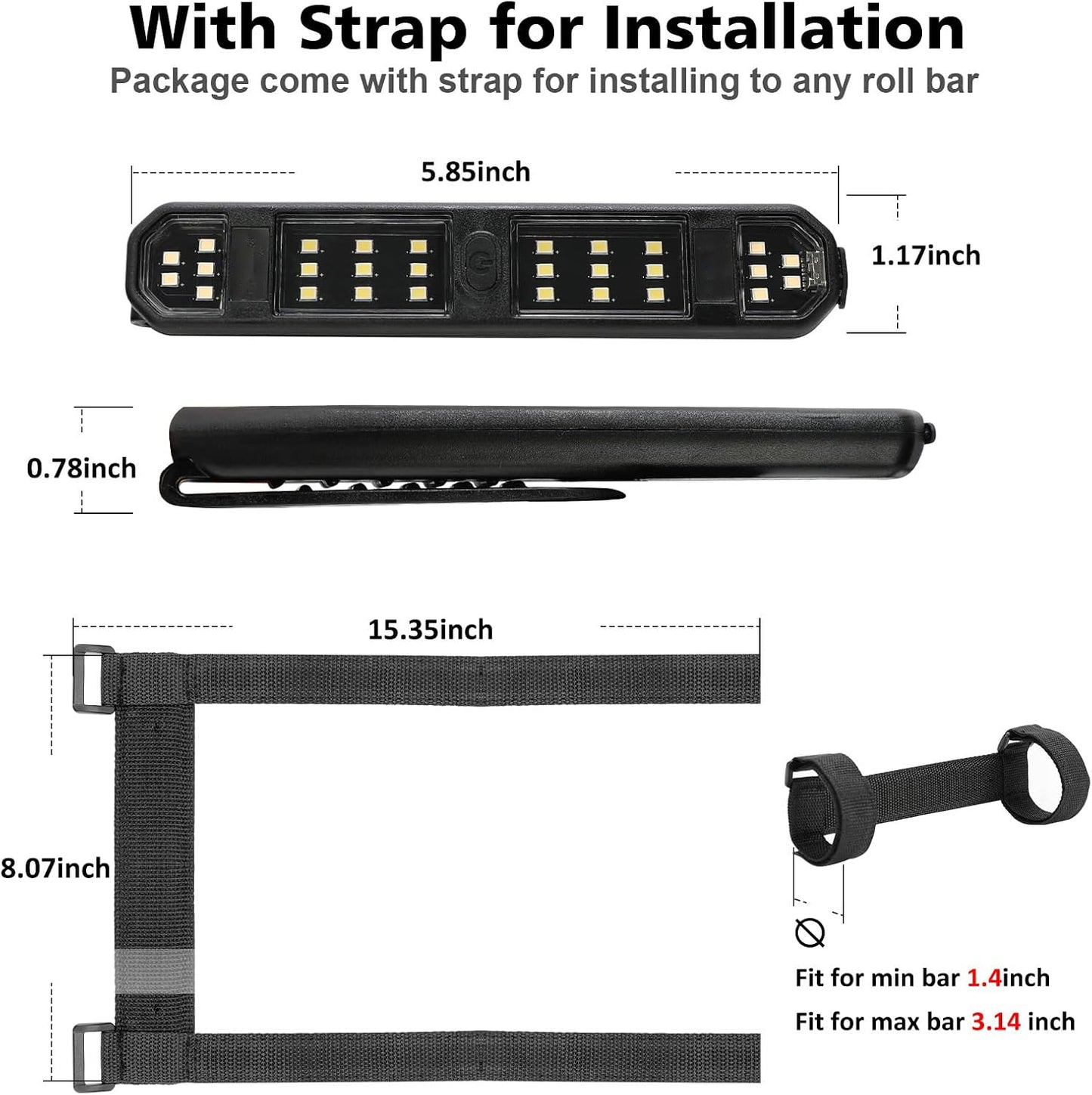 Ultra-Thin Magnetic LED Roll Cage Light – Rechargeable Type-C Interior Lighting Strip