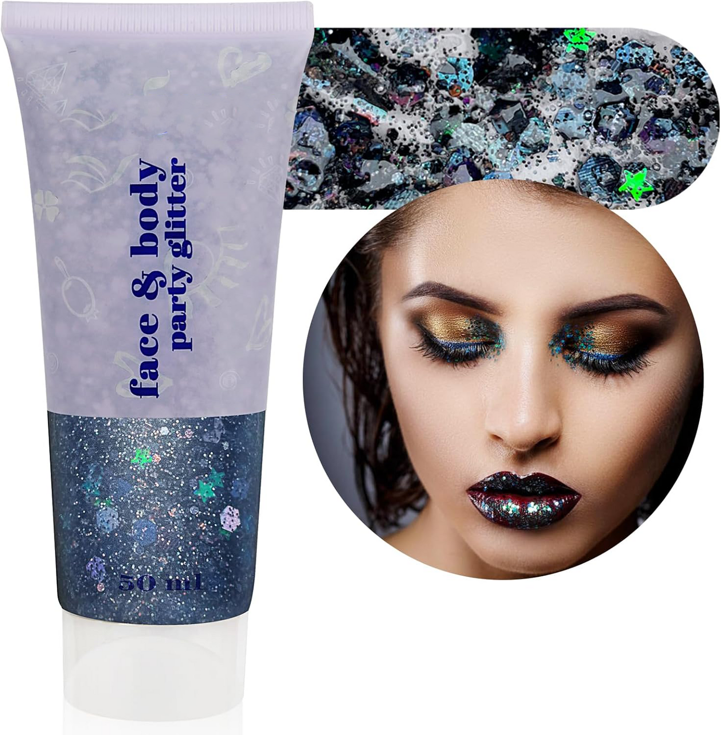White Body Glitter Gel – Sparkling Festival & Party Accessory