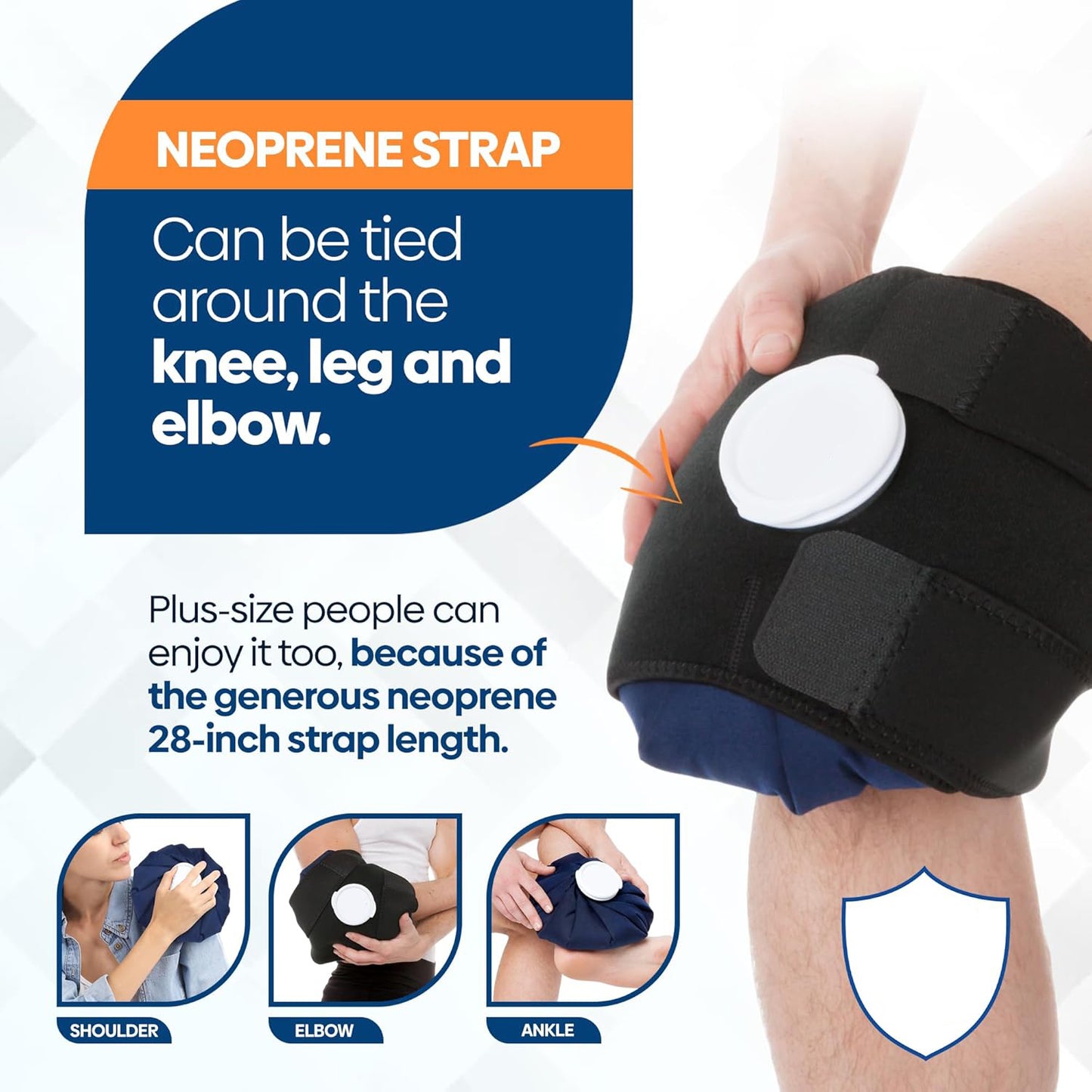 Refillable 11-Inch Ice Bag with 28-Inch Strap – Reusable & Washable Medical Ice Pack