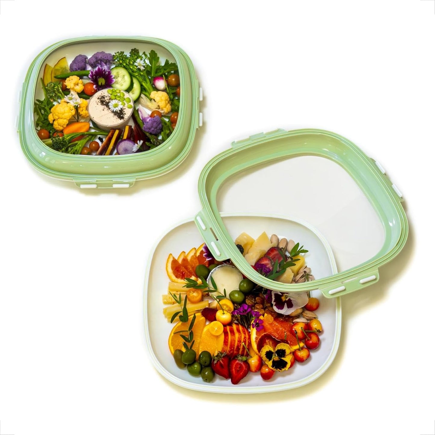 Portable Snack Trays – Rectangular Food Containers with Stretch Lids