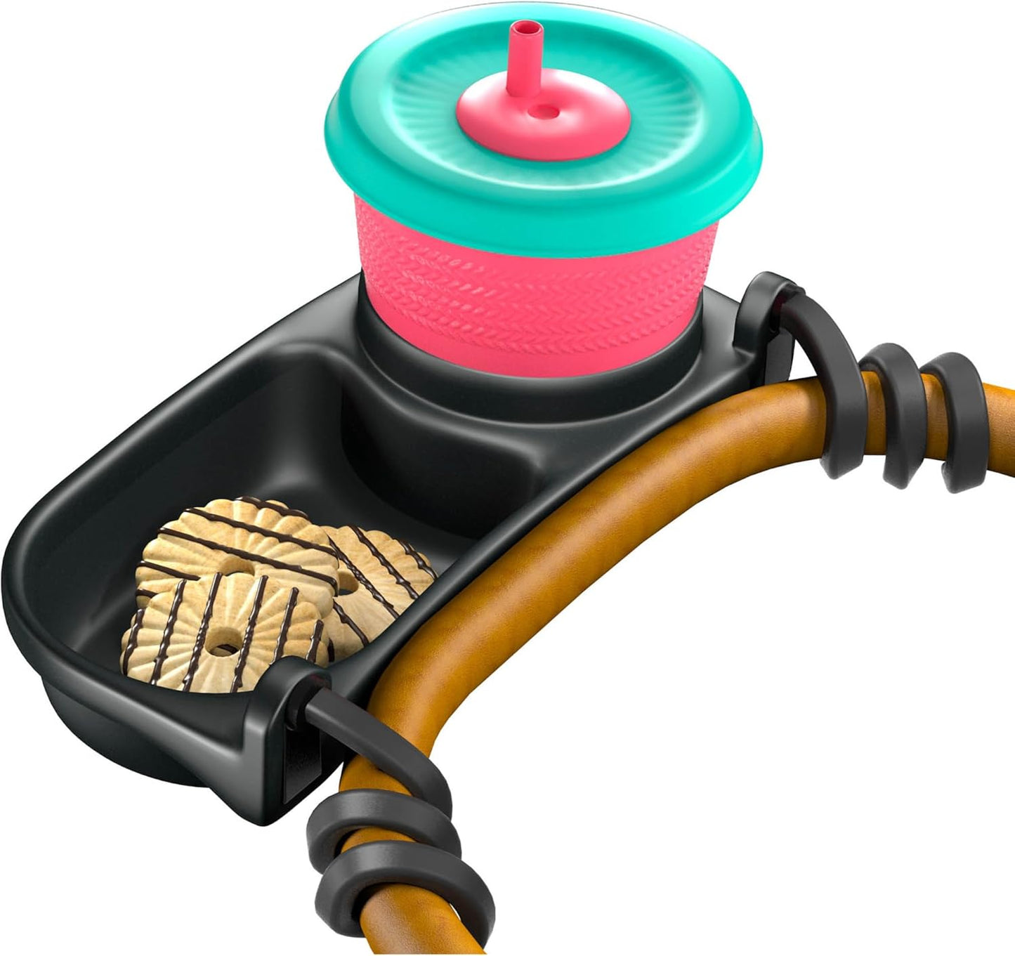 Universal Stroller Snack Tray – Silicone Flexible Arm Grip Clamp | Stroller Accessory with Cup Holder