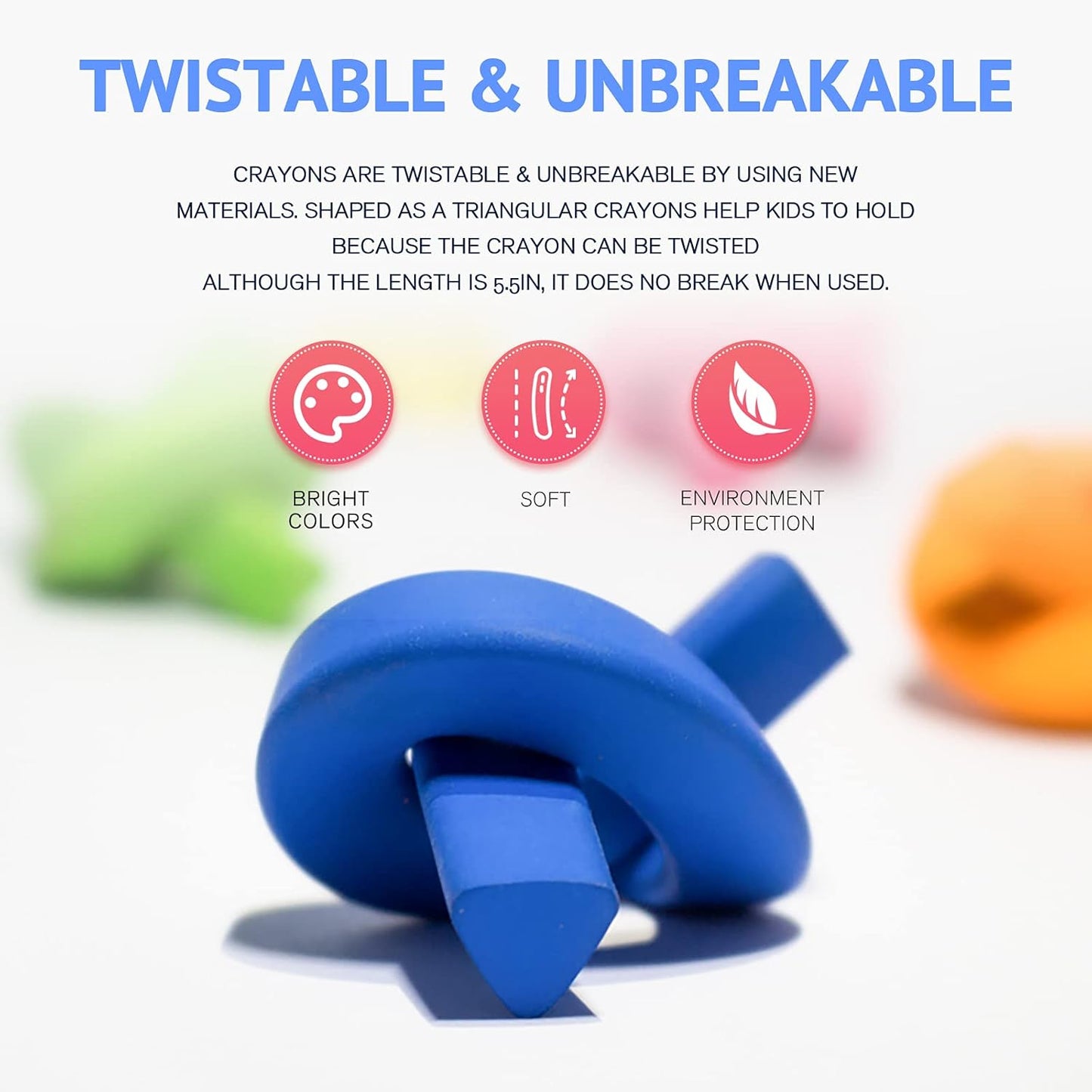 12-Pack Twistable Crayons – Unbreakable, Washable, and Mess-Free Coloring Set for Kids