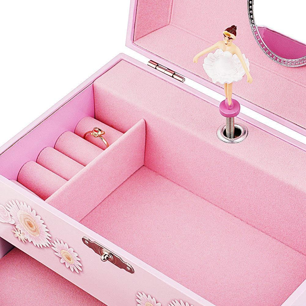 Children's Music Jewelry Box | Ballerina Theme | Drawer & Jewelry Set