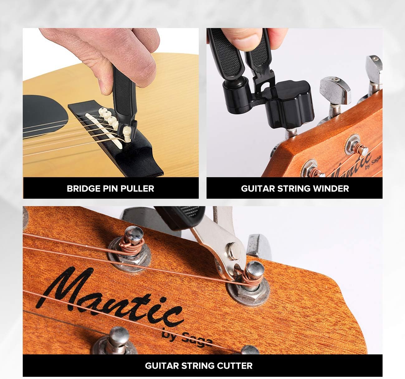 25-Piece Guitar Repair Tool Kit | Portable Carrying Case | For Acoustic, Electric Guitars, Ukulele, Bass, Banjo