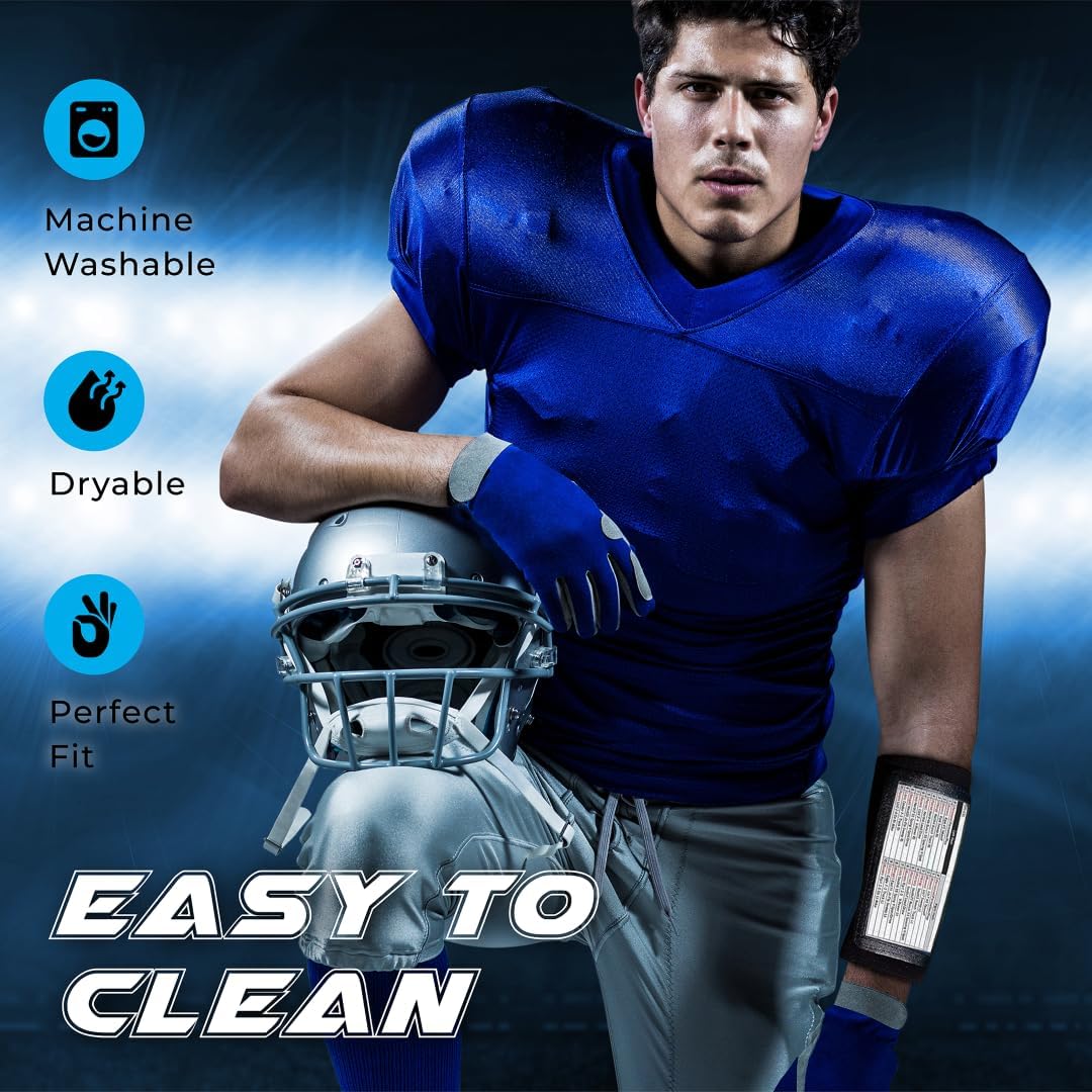 QB Playbook Wristband – 3-Compartment Football Wrist Coach for Youth &amp; Adults