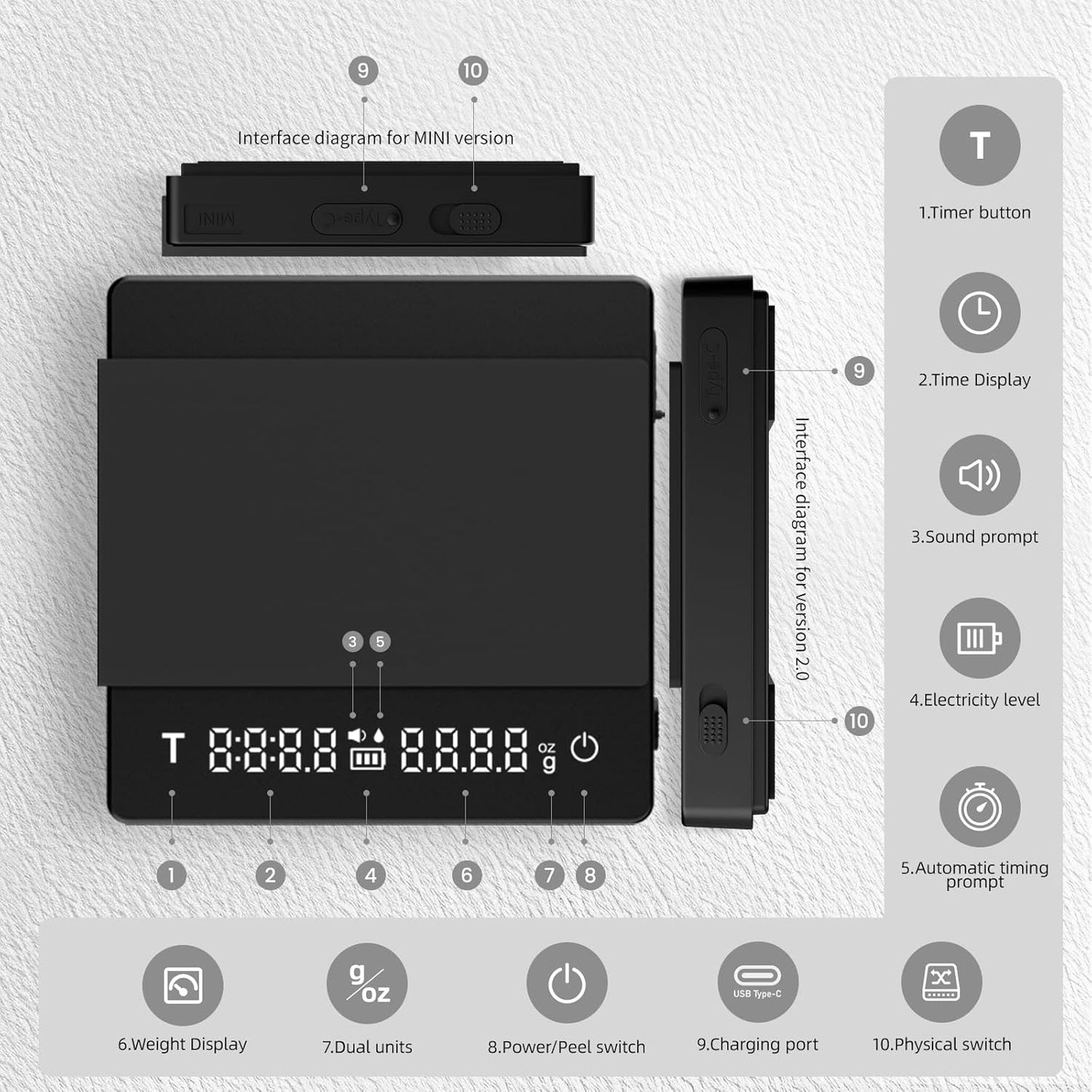 Coffee Scale with Auto Timer – 0.1g Precision Digital Coffee Bean Scale with Liquid Detection