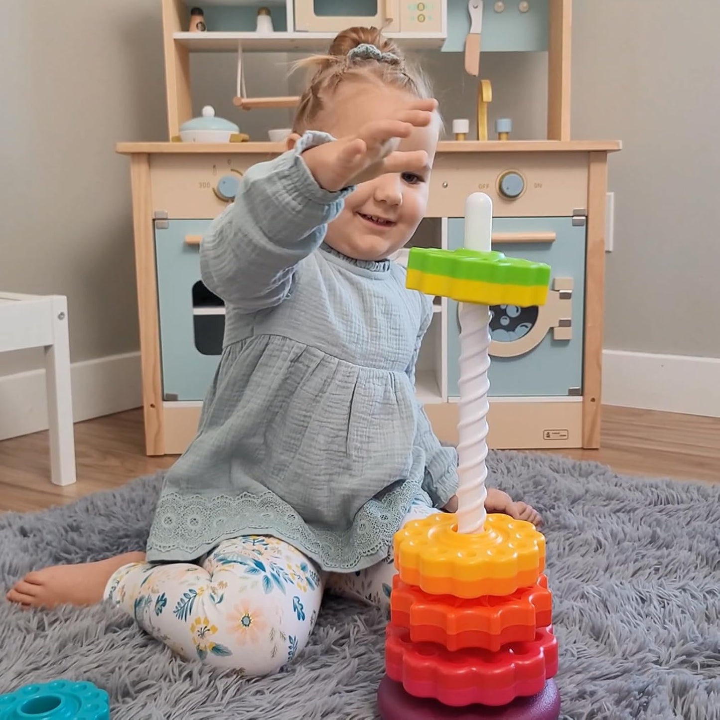 Rainbow Spin Tower – Colorful Rotating Stacking Toy