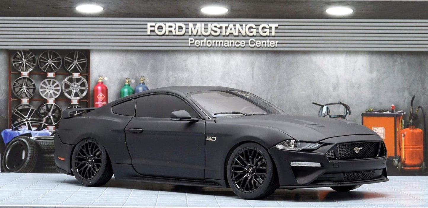 1/18 Scale 2019 Mustang GT 5.0 Diecast Model Car Matte Black Collectible with Removable Parts