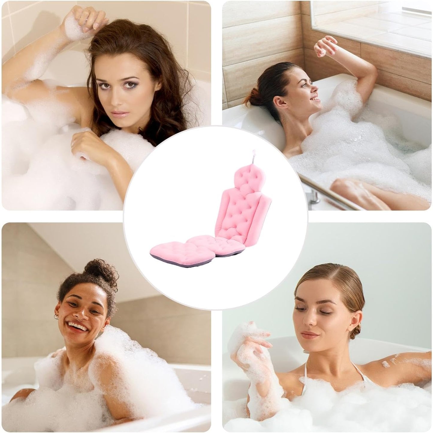 Full Body Bathtub Pillow – 51" × 16" Thickened Spa Mat with Laundry Bag