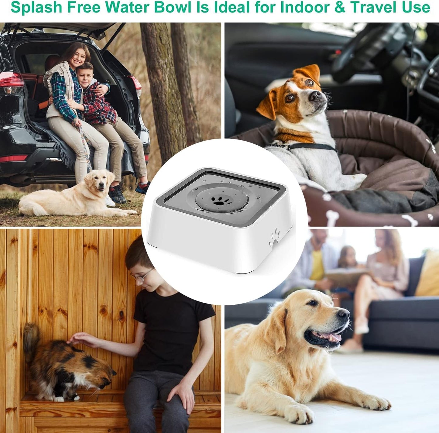 Spill-Proof Pet Water Bowl – 35oz No-Drip Slow Feeder with Non-Slip Base