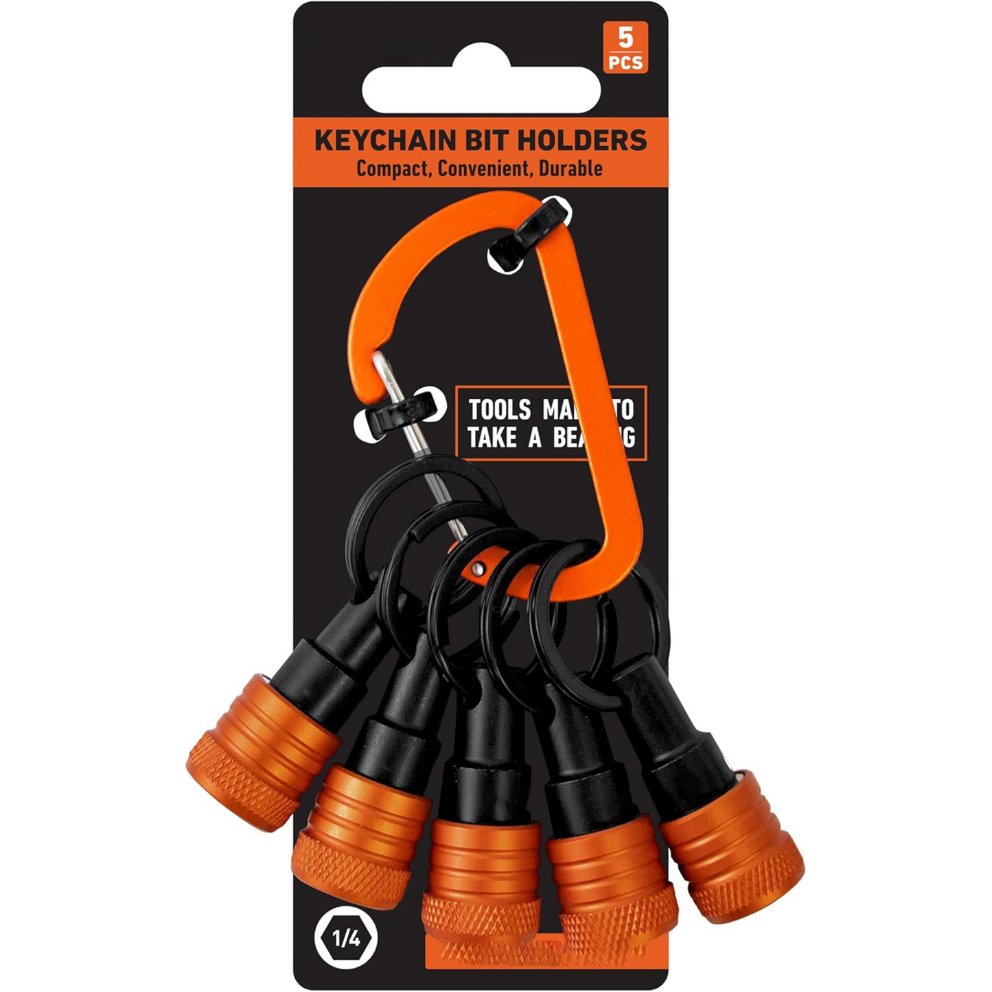 1/4" Hex Shank Quick Release Bit Holder with Keychain Carabiner