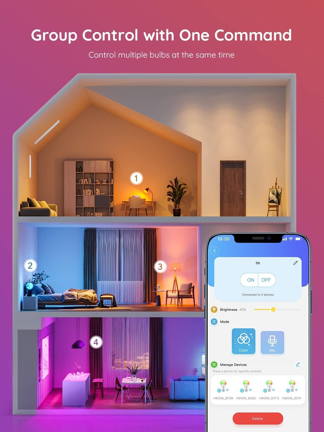 Smart Color-Changing Light Bulbs – Voice-Controlled RGB Lighting for Every Mood