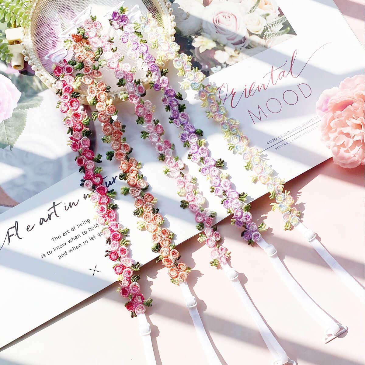 Floral Lace Bra Straps – Adjustable & Detachable Shoulder Straps for Dresses and Bras