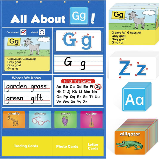 Alphabet Learning Pocket Chart – Fun ABC Flashcards with Handwriting Practice for Preschoolers